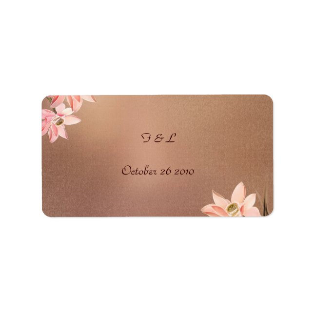 Beige Floral Wedding Label (Front)