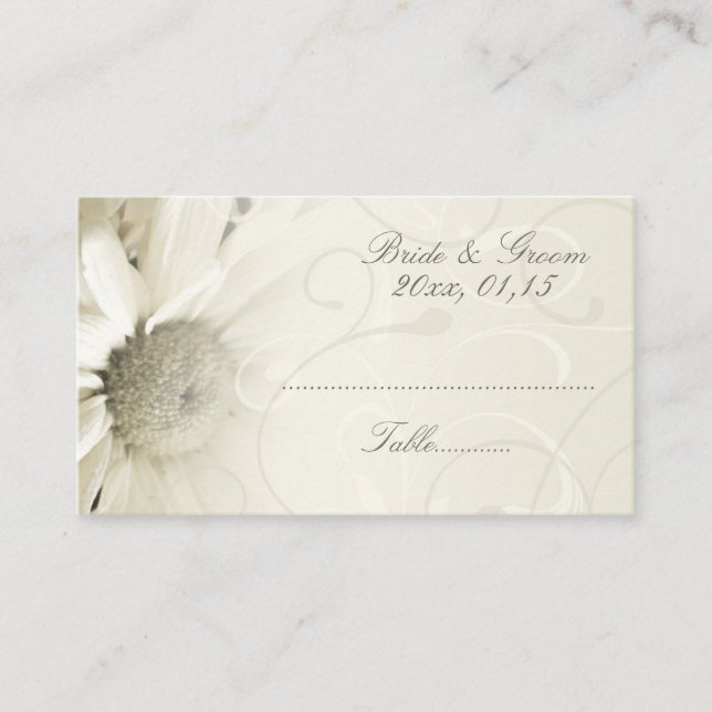 Beige Floral Wedding Table Place Setting Cards (Front)