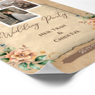 Beige Floral Weeding Party Invitation Poster