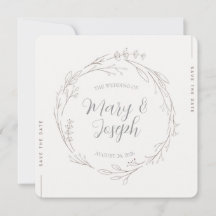 Beige Floral Wreath Wedding Save the Date Card