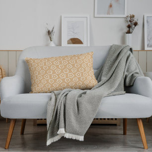 Beige Flower Bohemian Neutral Tropical Summer Lumbar Cushion