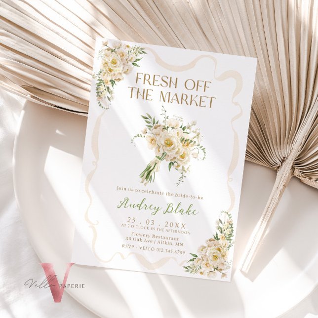 Beige Flower Off the Market Bridal Shower Invite (Creator Uploaded)
