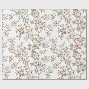 Beige Flowering Branch Toile Wrapping Paper