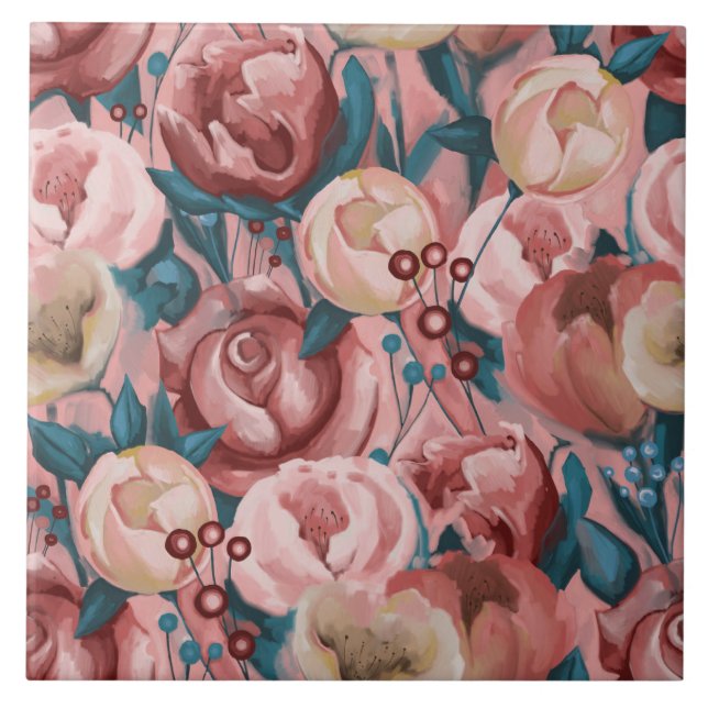 Beige Flowers Tile (Front)