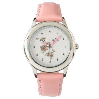 Beige flowers watch