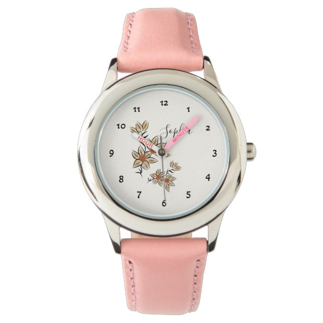 Beige flowers watch (Front)