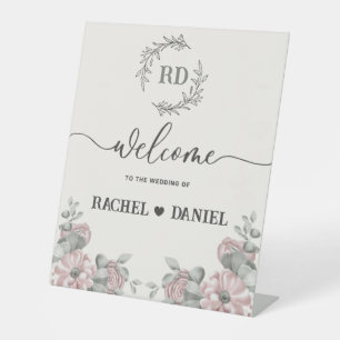 Beige Flowery Welcome Sign Wedding