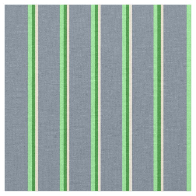 Beige, Forest Green, Light Green & Slate Grey Fabric (Close Up)