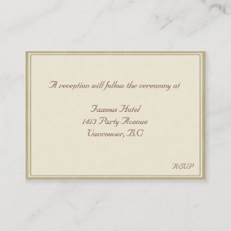 Beige Framed  RSVP Reception Card