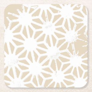 Beige geometric pattern square paper coaster
