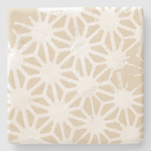 Beige geometric pattern stone coaster