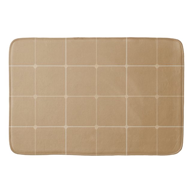 Beige Geometric Tile Design Background Bath Mat (Front)