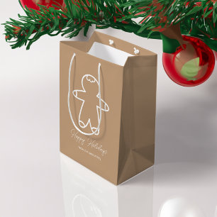 Beige Gingerbread Man C6A27F Medium Gift Bag