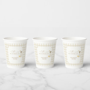 Beige Gingham Little Goose Baby Shower Paper Cups