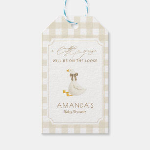 Beige Gingham Little Goose Books for Baby Gift Tags