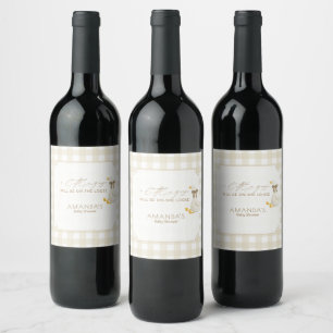 Beige Gingham Little Goose Books for Baby Wine Label