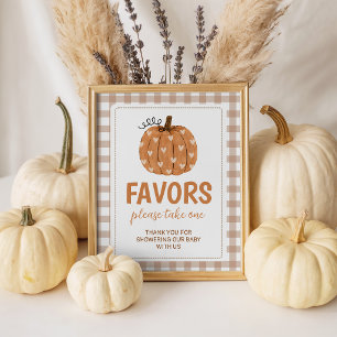 Beige Gingham Pumpkin 8x10 Favour Table Sign