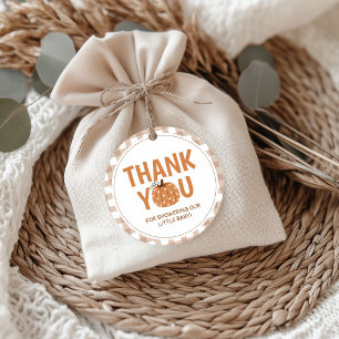 Beige Gingham Pumpkin Favour Thank You Tag