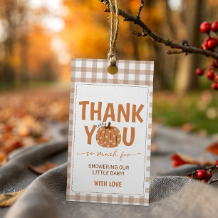 Beige Gingham Pumpkin Favour Thank You Tag