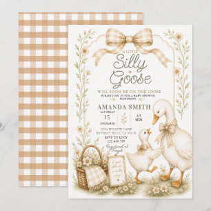 Beige Gingham Silly goose is on the Loose Invitation