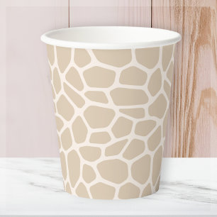 Beige Giraffe Animal Print  Paper Cups