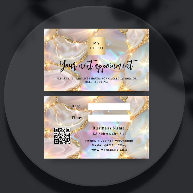 Beige gold agate business logo appointment card (Creator Uploaded)