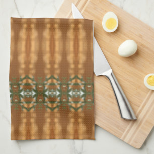 Beige Gold and Teal Green Tea Towel