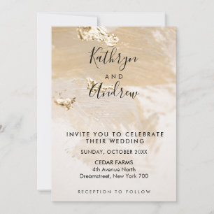 Beige Gold Calligraphy Invitation