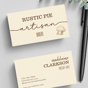 Beige Gold Chef Hat Bakery  Business Card