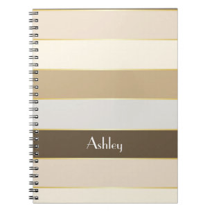 Beige Gold Custom Summer Colour Block Stripes Notebook