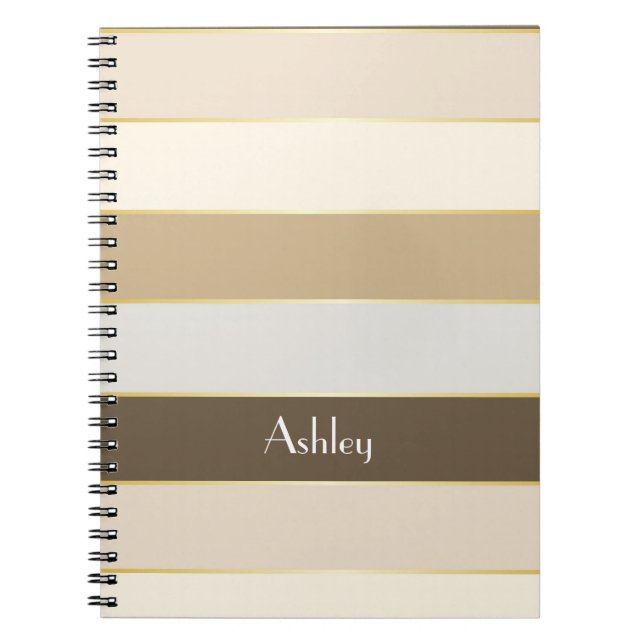Beige Gold Custom Summer Colour Block Stripes Notebook (Front)