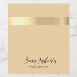 Beige Gold Foil Rustic Faux Wine Label