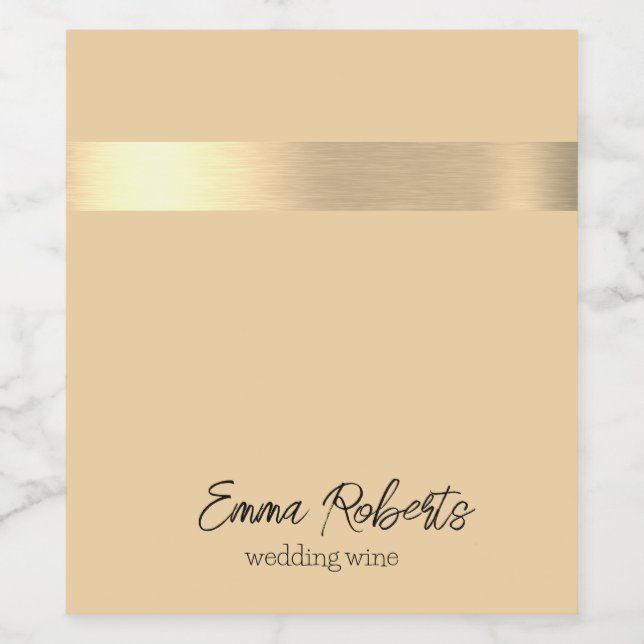 Beige Gold Foil Rustic Faux  Wine Label (Single Label)
