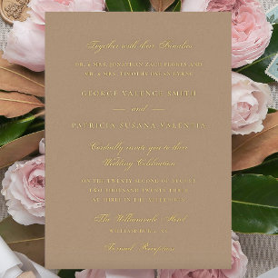 Beige Gold Formal Calligraphy Elegant Wedding