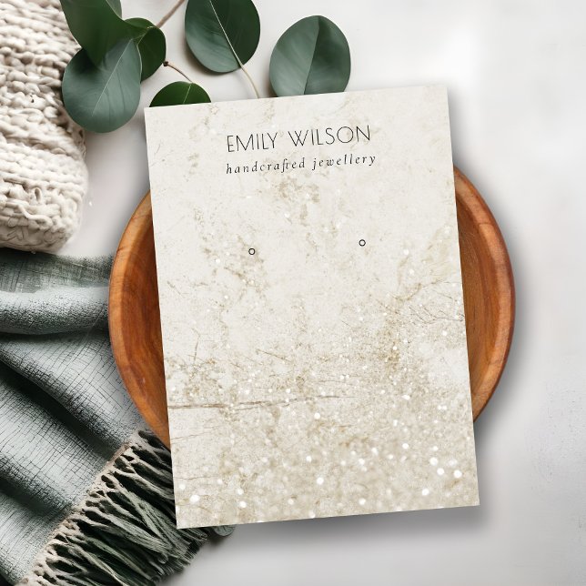 Beige Gold Glitter Marble Stud Earring Display Business Card (Creator Uploaded)