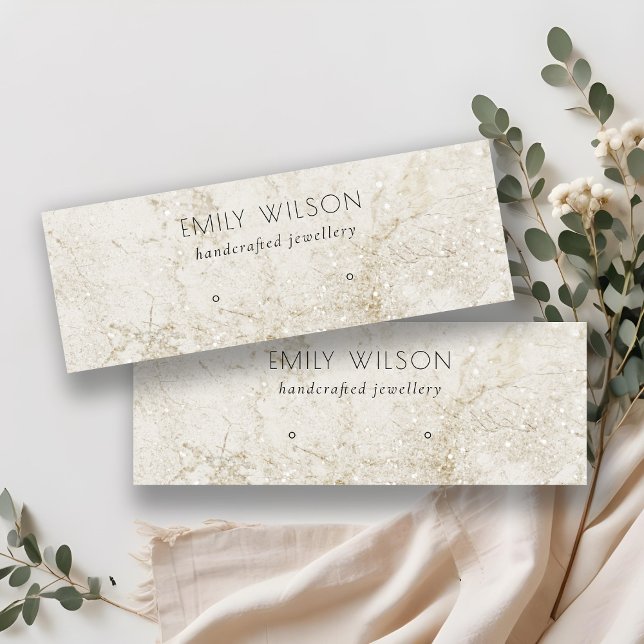 Beige Gold Glitter Marble Stud Earring Display Mini Business Card (Creator Uploaded)
