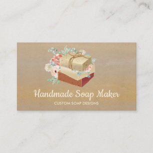 Beige Gold Handmade Bath Bomb Soap Maker Business Card