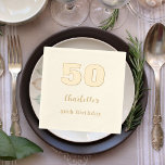 Beige gold name elegant birthday party foil napkins<br><div class="desc">Personalise and add your name,  and age.  Real gold foil text.  Beige,  ecru background.</div>