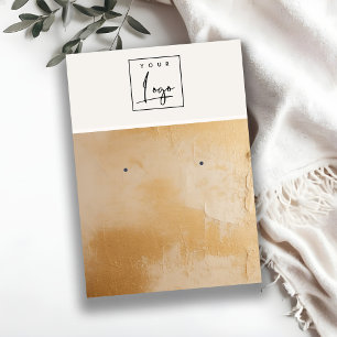 Beige Gold Oil Paint Texture Logo Earring Holder Business Card