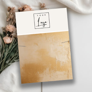 Beige Gold Oil Paint Texture Logo Necklace Display Business Card