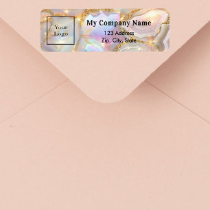 Beige gold opal business logo return address
