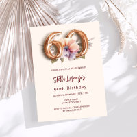 Beige gold peach floral 60th birthday