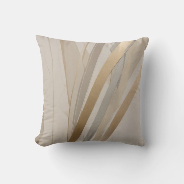 Beige Gold Tan Grey Abstract Cushion (Front)