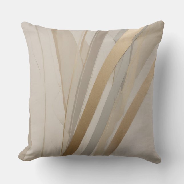 Beige Gold Tan Grey Abstract Cushion (Front)