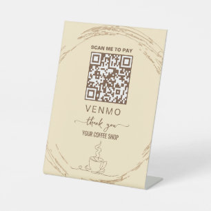 Beige gold venmo Payment Qr code Pedestal Sign
