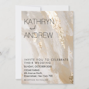 Beige Gold Vintage Wedding Invitation