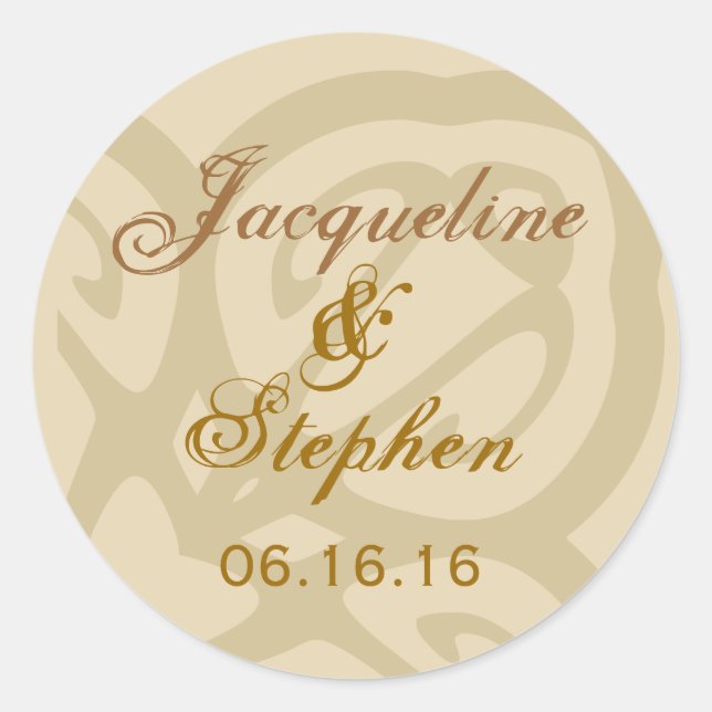 BEIGE & GOLD Wedding Envelope Sticker (Front)