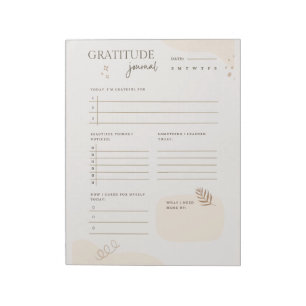 Beige Gratitude Journal Wellness Mindfulness Gift Notepad