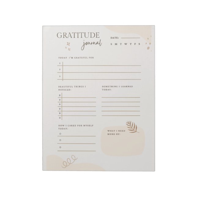 Beige Gratitude Journal Wellness Mindfulness Gift Notepad (Rotated)