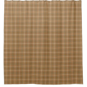 Beige Gray Red Tartan Rustic Shower Curtain
